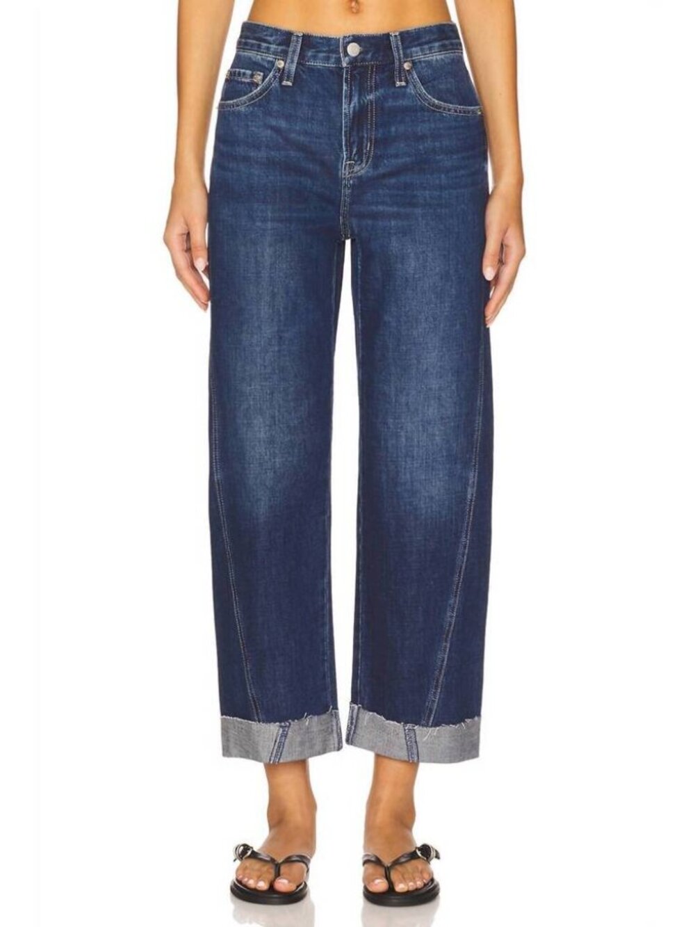 pistola Dark Blue Wide-Leg Cuffed Jeans